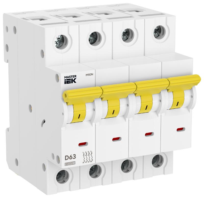 Выключатель автоматический M10N 4P D 63А MASTER | MI-M10N-4-D063 | IEK — IEK (ИЭК)