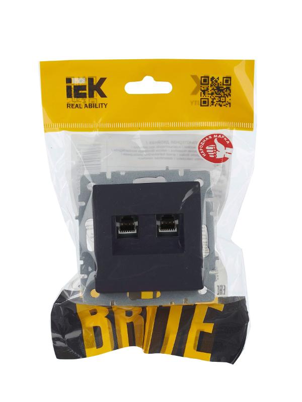BRITE Розетка компьютерная 2-ая RJ45 кат.5E РК10-2-БрГ графит  | BR-K20-1-K53 | IEK — миниатюра 7