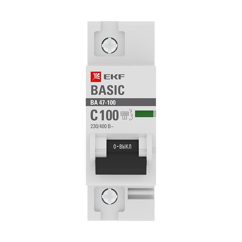 Выключатель автоматический однополюсный 1P 100А (C) 10kA ВА 47-100 EKF Basic | mcb47100-1-100C-bas | EKF — миниатюра 2