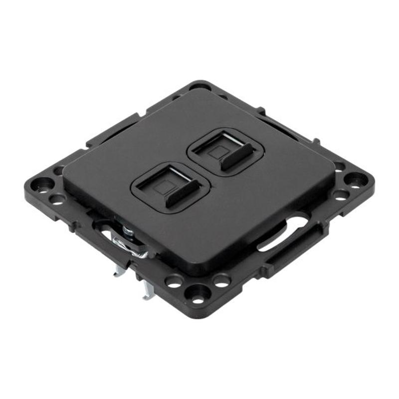 Стокгольм Механизм Розетки RJ-45 2-местной черный | EZK02-035-10 | EKF — миниатюра 7