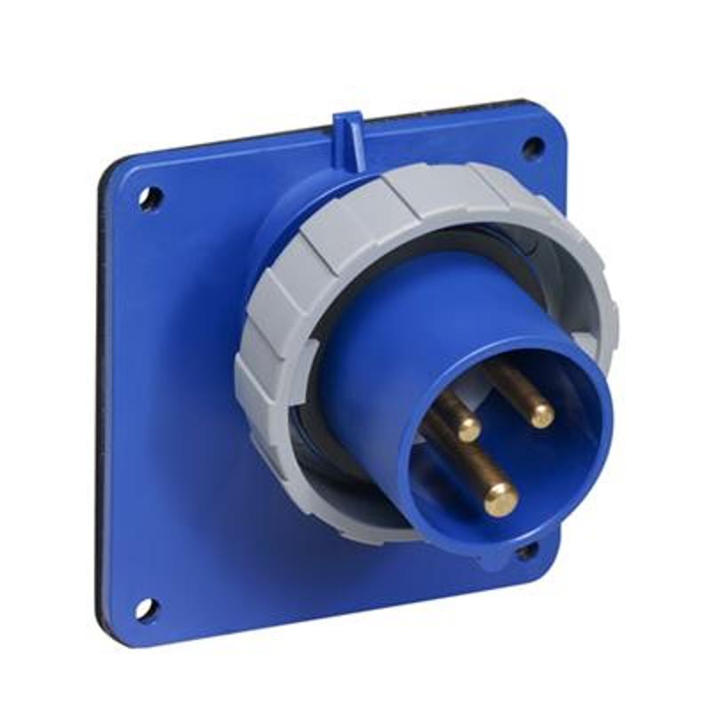 Вилка панельная с угловым фланцем 216BAU6W, 16A, 2P+E, IP67, 6ч | 2CMA166678R1000 | ABB — ABB