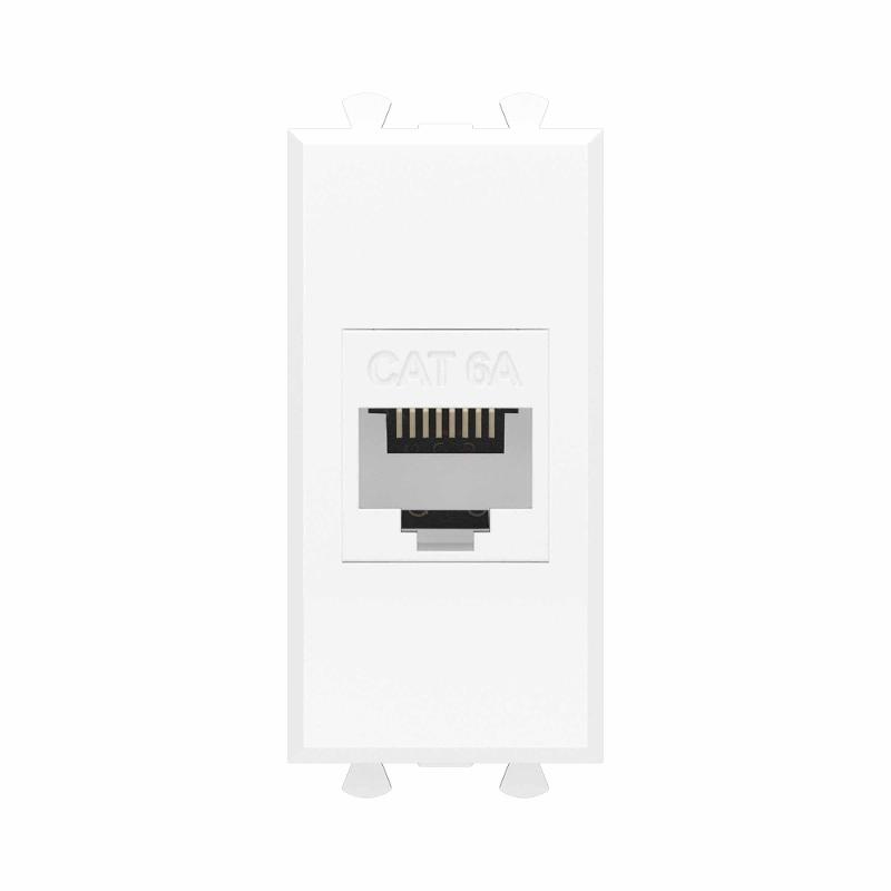 Компьютерная розетка RJ-45 без шторки модульная , кат.6А, "Avanti", "Белое облако", 1 модуль | 4400671 | DKC — DKC (ДКС)
