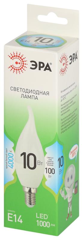 Лампа светодиодная  GREEN LINE LED BXS-10W-840-E14 GL E14 10 Вт свеча на ветру яркий белый свет | Б0067099 | ЭРА — миниатюра 5
