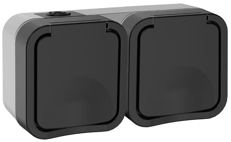 TORS Розетка 2-ая с з/к кр. гориз. 16А IP55 TS122 графит | TS-R26-16-55-G-K53 | IEK — IEK (ИЭК)