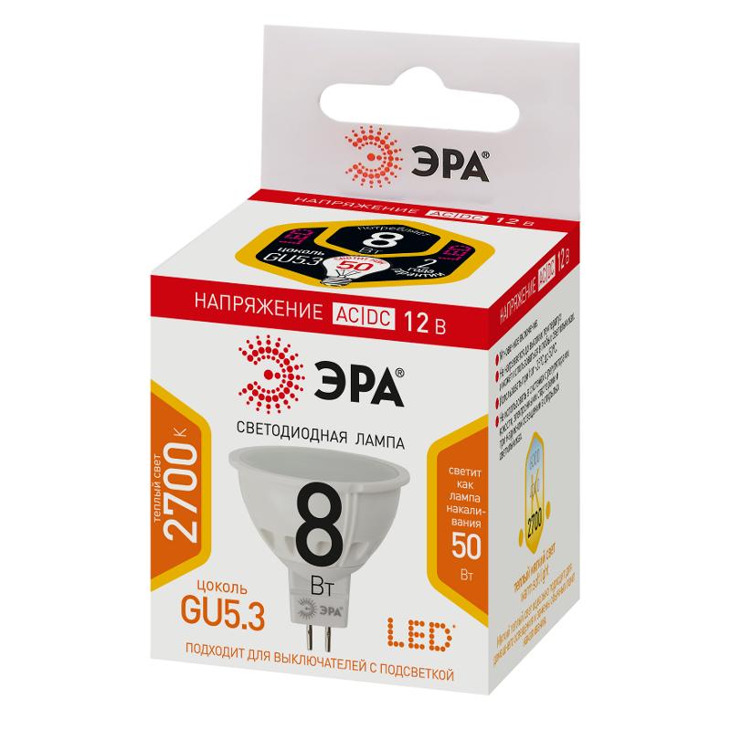 Лампа светодиодная STD LED MR16-8W-12V-827-GU5.3 GU5.3 8Вт софит теплый белый свет | Б0049093 | ЭРА — миниатюра 3