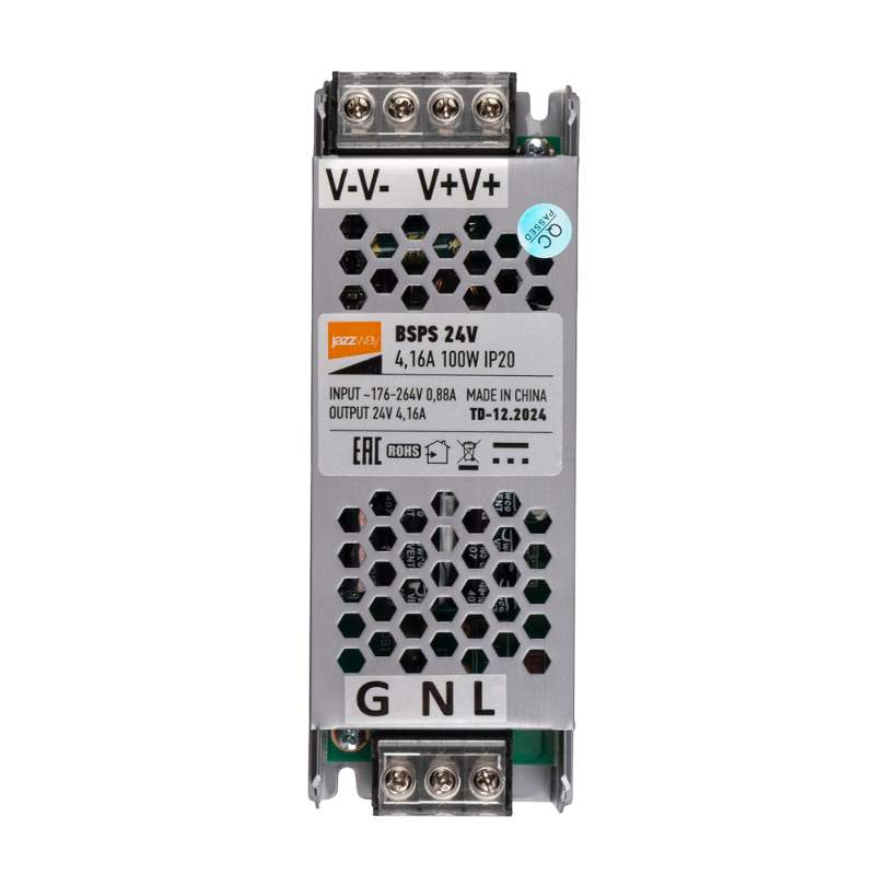 Драйвер (блок питания) для светодиодной ленты BSPS 24V    4,16A=100W IP20 2 г.гар  | .5062184 | Jazzway — фото 1 | Sento