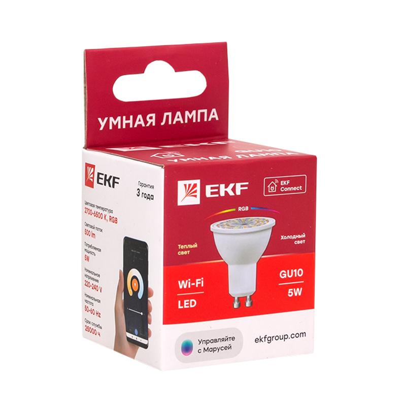 Умная лампа GU10 EKF Connect 5W WIFI RGBW | slwf-gu10-rgbw | EKF — миниатюра 6