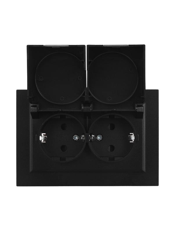 BRITE Розетка 2-ая с крышкой 16А в сб IP44 РСбш12-3-44-БрЧ черный | BR-R26-16-44-K02-F | IEK — миниатюра 13