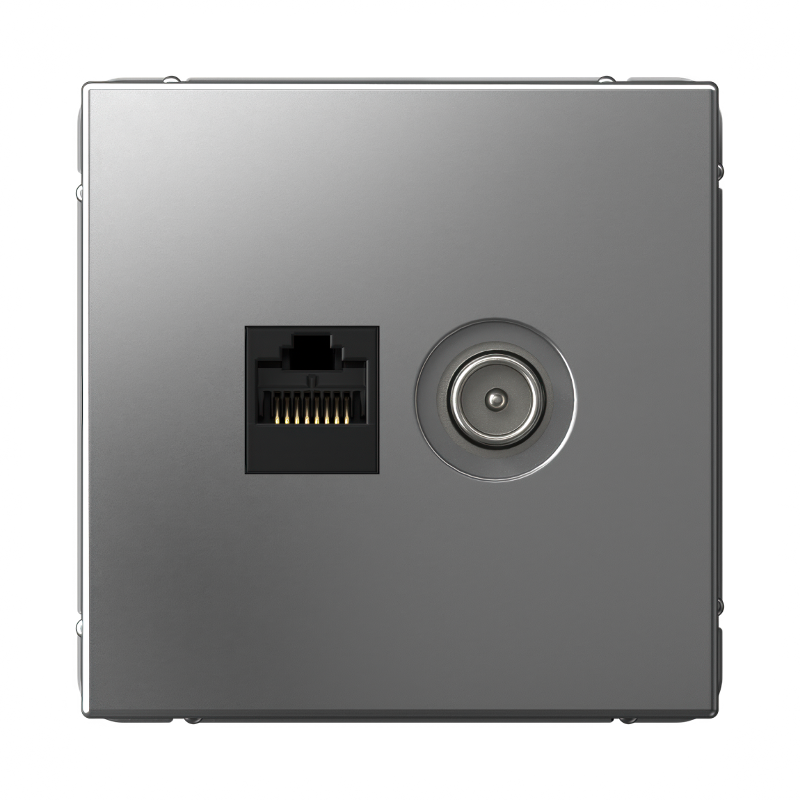 ArtGallery Сталь Розетка двойная TV + компьютерная RJ45, кат. 5Е | GAL000989 | SE — Systeme Electric