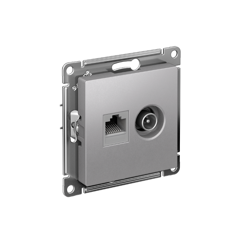 AtlasDesign Алюминий Розетка 2-ая комп+TV, RJ45+TV, кат.5E, механизм | ATN000389 | SE — Systeme Electric