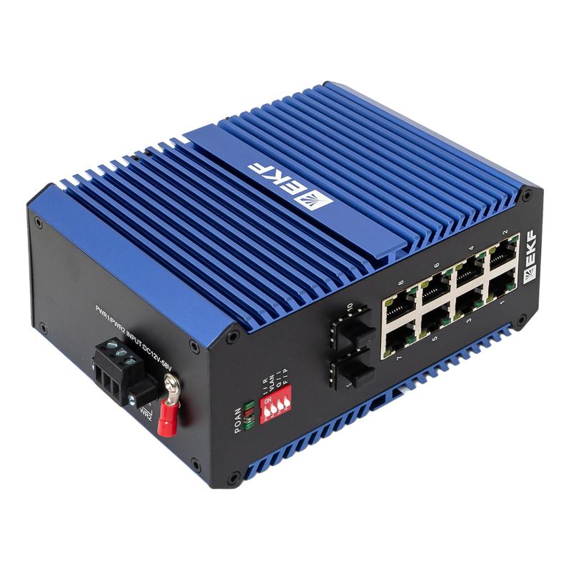 Промышленный неуправляемый коммутатор U-2GX/SFP-8GTP, 2 порта 1000Base-X SFP, 8 портов 10/100/1000Base-T(X) RJ45 c PoE, монтаж на динрейку TSX |TSX-U- — миниатюра 10