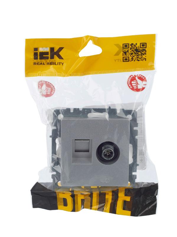 BRITE Розетка двойная TV+RJ45 кат.5E РТВ/РК12-БрА алюминий | BR-AK20-1-K47 | IEK — миниатюра 14
