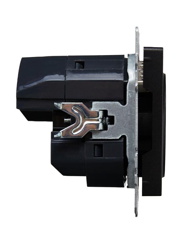BRITE Розетка с заземлением со шторками 16А с USB A+C 18Вт РЮш11-1-БрЧ черный | BR-R14-16-U22-018-K02 | IEK — миниатюра 3