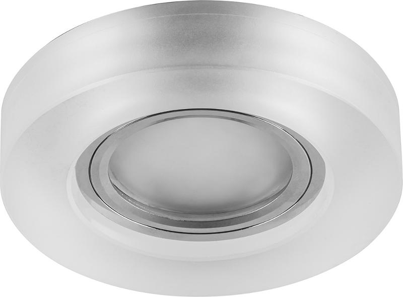 Светильник точечный встраиваемый под лампу, с LED подсветкой CD8080 15LED*2835SMD 4000K, MR16 50W G5.3 белый матовый "круг", хром | 29707 | FERON — миниатюра 1