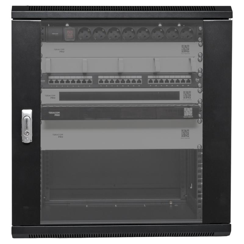 Шкаф настенный 19" TERACOM PRO 12U 600х450 мм дверь стеклянная с замком-ручкой чёрный | TRP-WLL-1264-40B | EKF — миниатюра 23