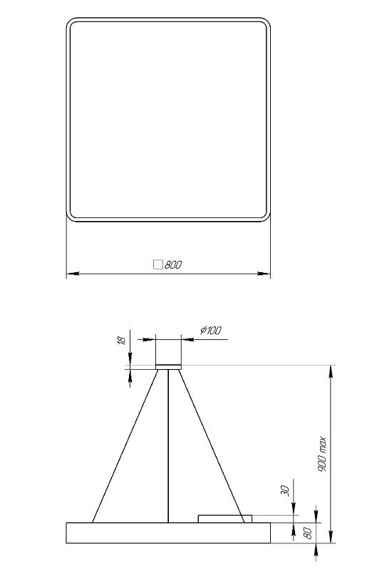 Светильник светодиодный Geometria Quadro SPO-164-W-40K-110 110Вт 4000К 17300Лм IP40 800*800*80 белый подвесной | Б0050588 | ЭРА — миниатюра 4