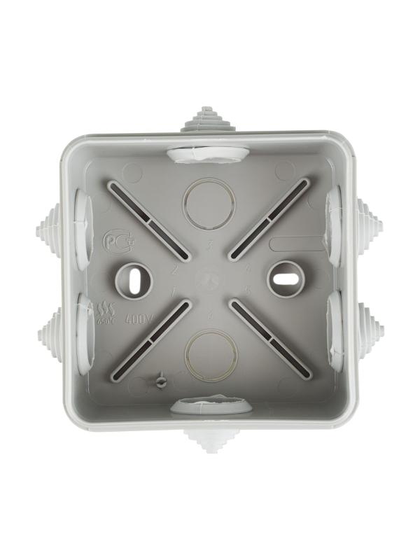Коробка распределительная КМ41255 для о/п 100х100х50мм IP44 (RAL7035 6 гермовводов защелкивающаяся крышка) | UKOZ11-100-100-050-K41-44 | IEK — миниатюра 4