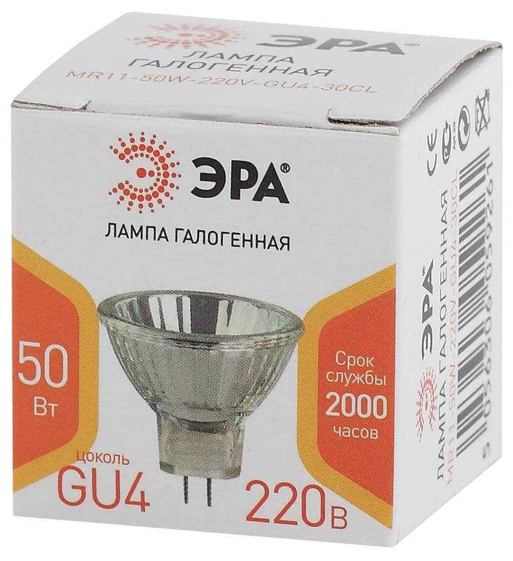 Лампа галогенная GU4-MR11-50W-220V-30 CL (галоген, софит, 50Вт, нейтр, GU4) | Б0044095 | ЭРА — миниатюра 2
