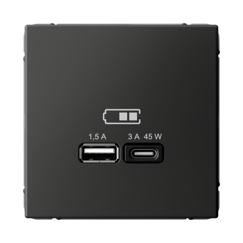 ArtGallery Базальт Розетка USB A + тип-C 45Вт высокоскор.заряд. QC, PD, механизм | GAL001429 | SE — Systeme Electric