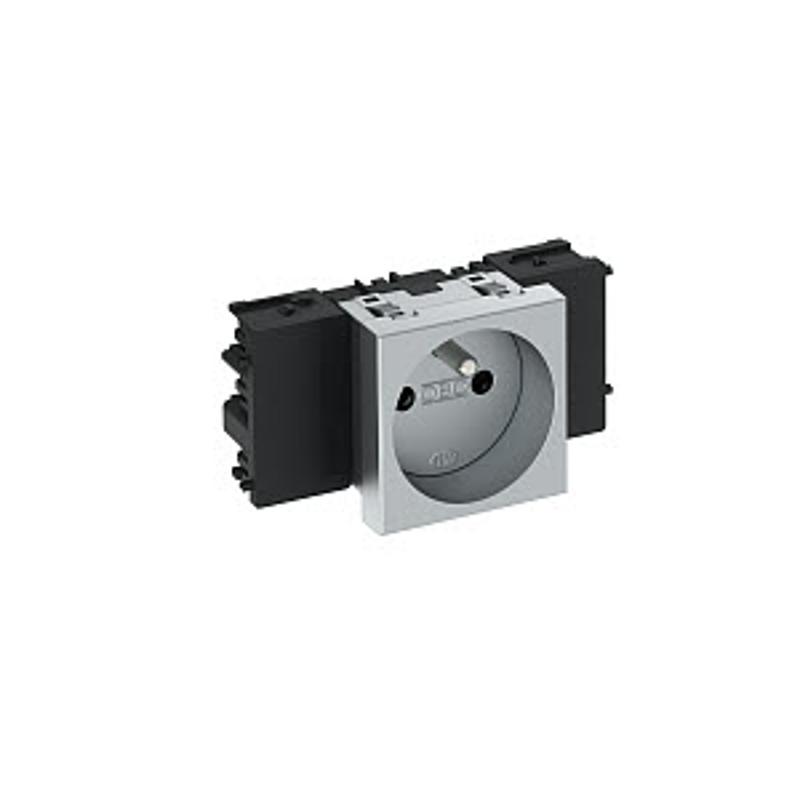 Розетка одинарная 0° Modul45connect франц. стандарт, 250 В, 16A (серебристый) (STD-F0C AL1) | 6120542 | OBO Bettermann — миниатюра 2