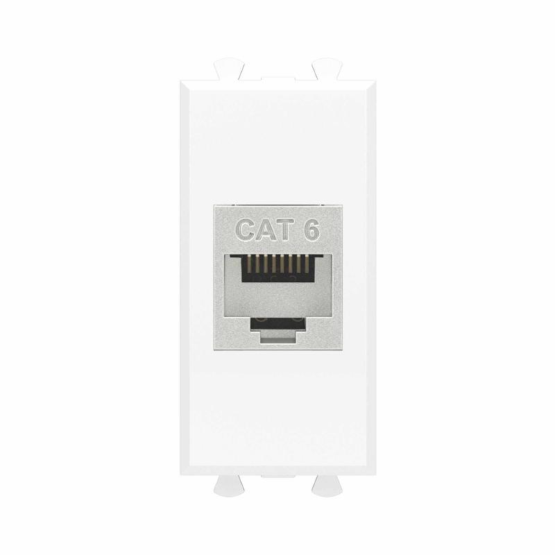 Компьютерная розетка RJ-45 без шторки модульная, кат.6 экранированная, "Avanti", "Белое облако", 1 модуль | 4400791 | DKC — миниатюра 1