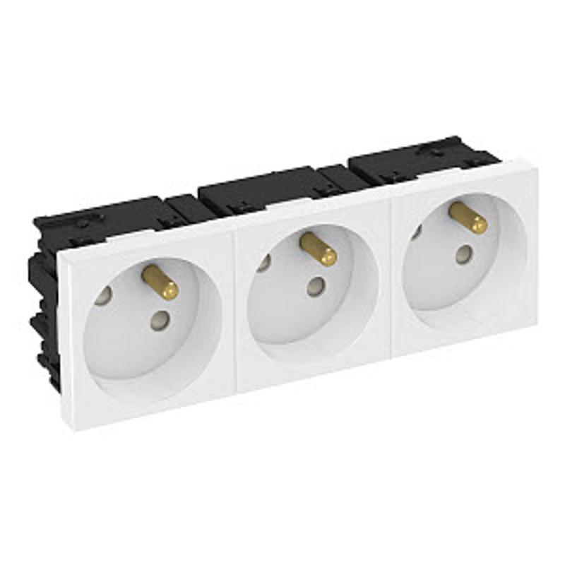 Розетка тройная 33° Modul45connect, франц. стандарт, 250 В, 16A (белый) (STD-F3C RW3) | 6120692 | OBO Bettermann — миниатюра 2