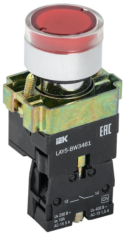 Кнопка управления LAY5-BW3461 с подсветкой красный 1з  | BBT50-BW-K04 | IEK — IEK (ИЭК)