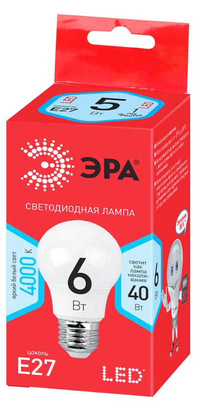 Лампа светодиодная RED LINE LED A55-6W-840-E27 R E27 / Е27 6 Вт груша нейтральный белый свет | Б0050688 | ЭРА — миниатюра 2