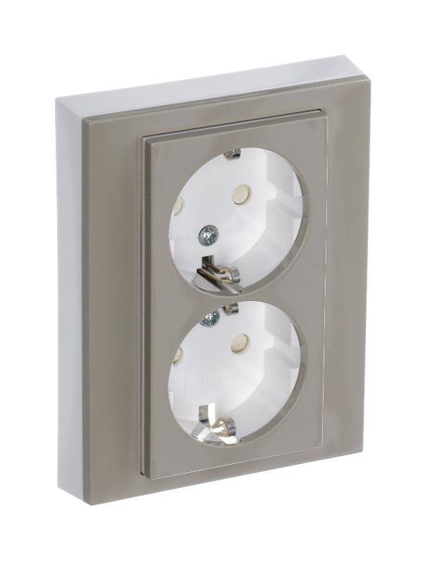 ABB Levit Кофе макиато / белый Розетка 2-ая с з/к со шторками 16А | 5522H-C03457 18W | 2CHH223457C6018 | ABB — миниатюра 2