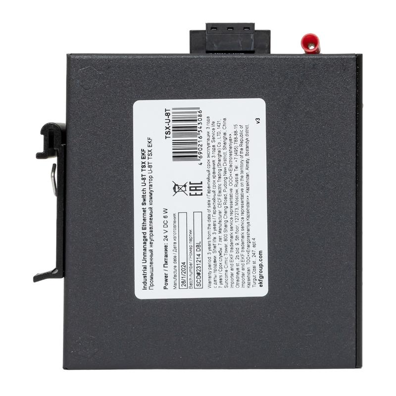 Промышленный неуправляемый коммутатор U-8T, 8 портов 10/100Base-T(X) RJ45, монтаж на динрейку TSX |TSX-U-8T|EKF — миниатюра 12