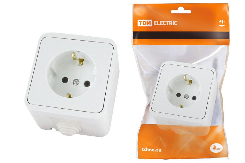 Розетка 2П+З OУ IP44 16А белая "Орель" | SQ1802-0005 | TDM — TDM ELECTRIC