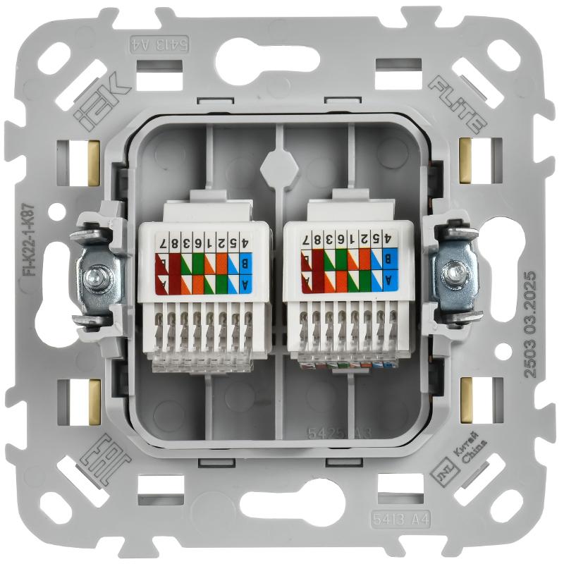 FLITE Розетка 2-ая компьютерная RJ45 кат.5Е UTP РК5е-2-0-ФлН навахо | FI-K22-1-K87 | IEK — миниатюра 3