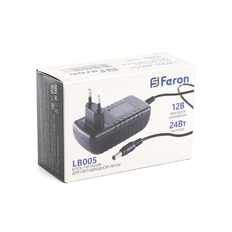 Трансформатор электронный для светодиодной ленты 24W 12V (драйвер), LB005 FERON | 48051 | FERON — миниатюра 3