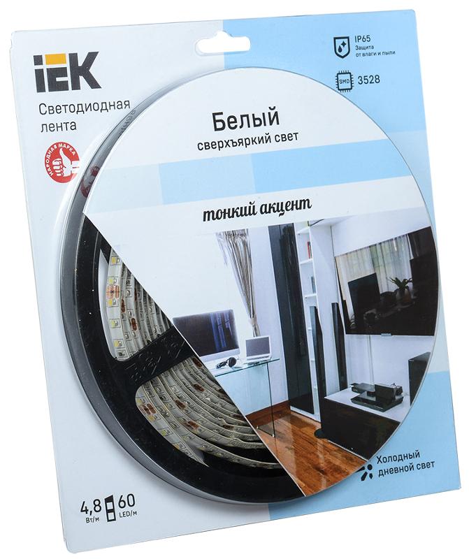 Лента светодиодная 5м блистер LSR-3528W60-4.8-IP65-12V -eco | LSR1-2-060-65-1-05 | IEK — IEK (ИЭК)