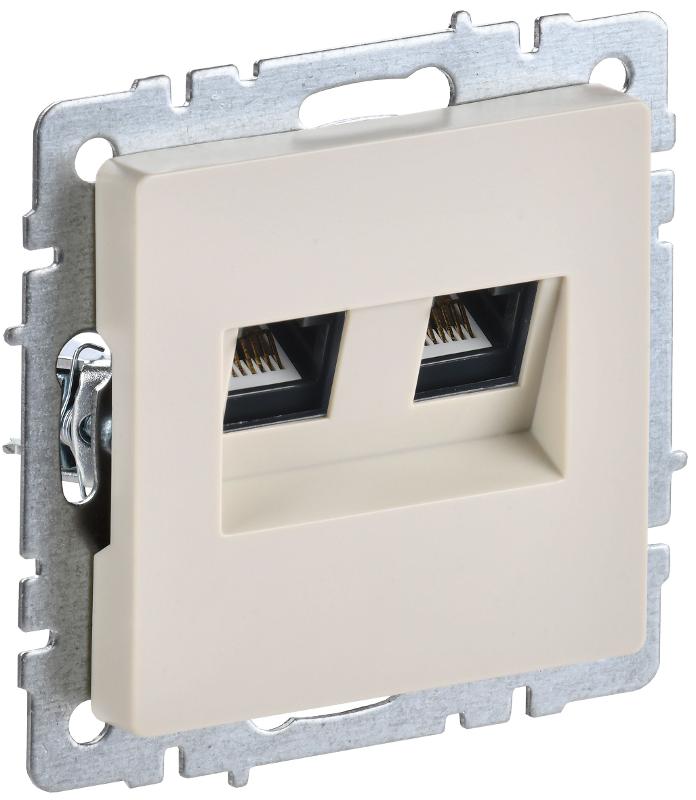 BRITE Розетка двойная RJ11+RJ45 кат.5E РК/Т12-БрКр бежевый | BR-KT20-O-1-K10 | IEK — IEK (ИЭК)