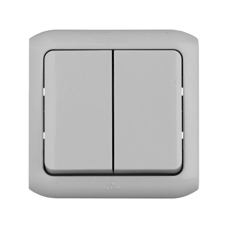Quteo Серый Переключатель 2-клавишный IP44 10А — миниатюра 3
