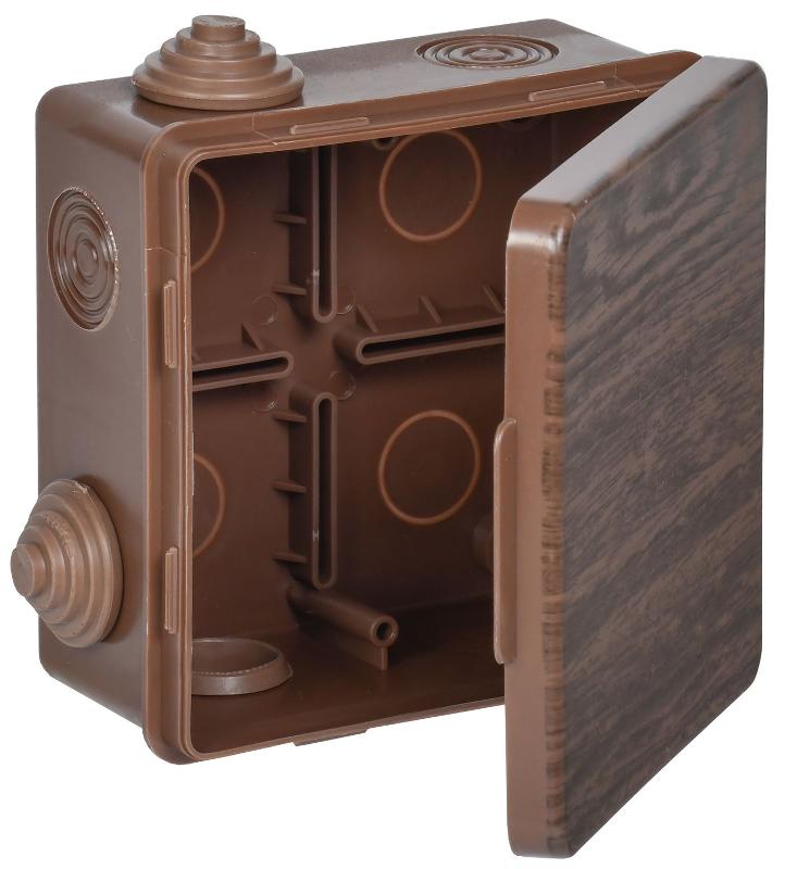 Коробка расп. КМ 100х100х50мм о/к IP54 8 вв. дуб | UKO31-100-100-050-K24-54 | IEK — миниатюра 1