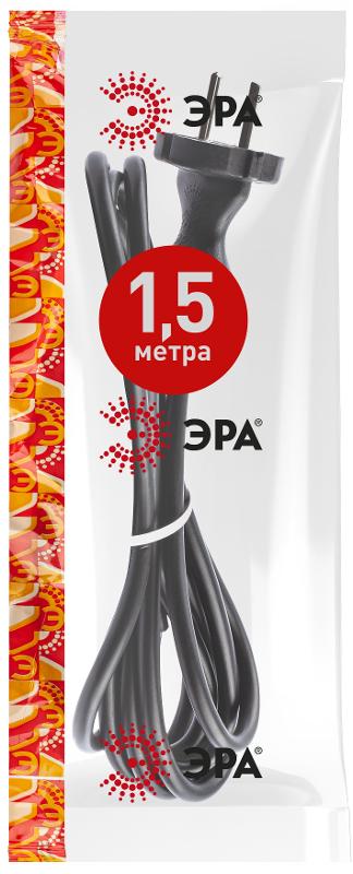 UX-2x0,75-1,5m-B Шнур питания с вилкой б/з ПВС 2x0,75 1,5м черный | Б0048681 | ЭРА — миниатюра 3