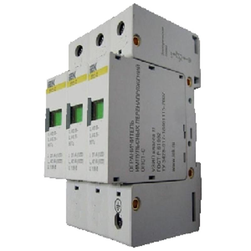 Ограничитель импульсного перенапряжения ОПС1-C 3Р In=20kA Un=400B Im=40kA | MOP20-3-C | IEK — миниатюра 2