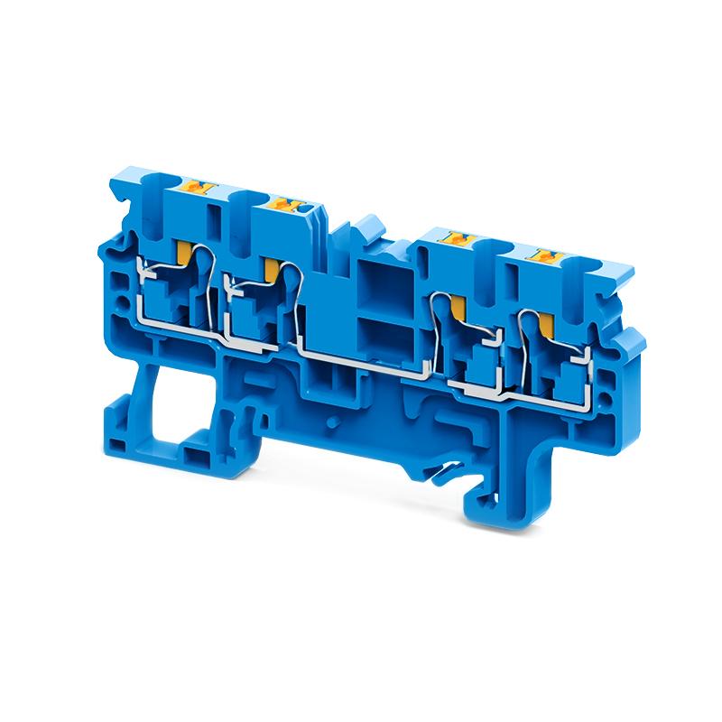 Клемма с 4-мя контактами push-in OptiClip СP-2,5-QUATTRO-(0,2-2,5)-I-BU-синий | 331847 | КЭАЗ — фото 1 | Sento