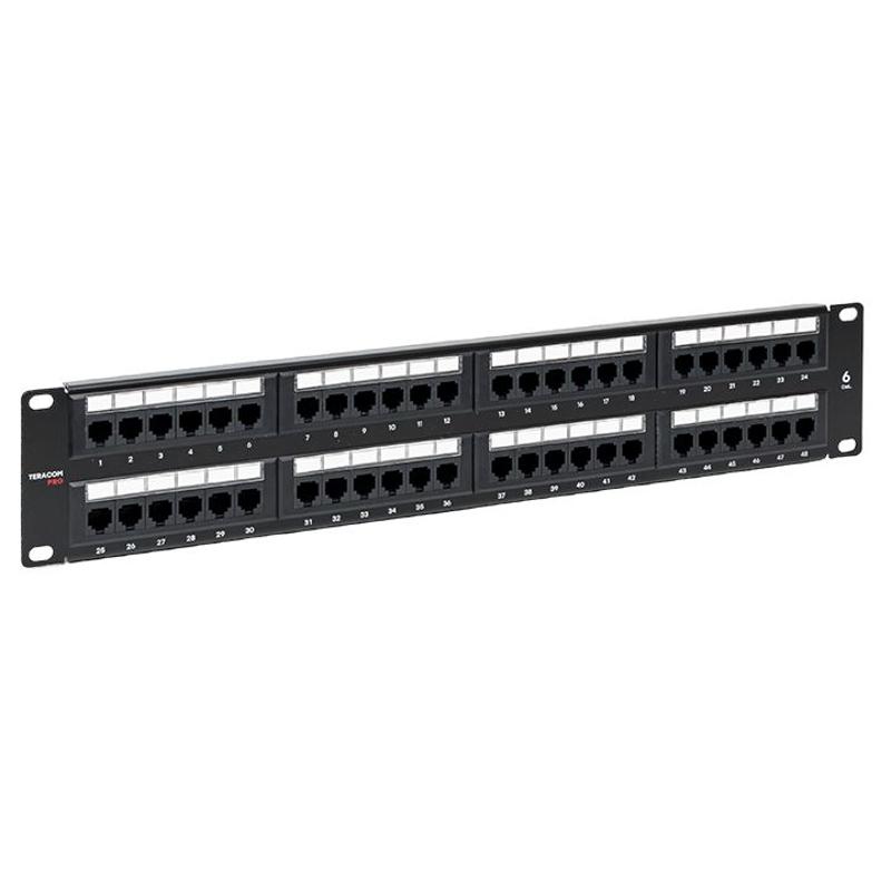 Патч-панель TERACOM PRO 19'' Cat.6 2U неэкранированная UTP 48 портов RJ-45 Dual IDC | TRP-PPNL-6UTP-2U48 | EKF — EKF