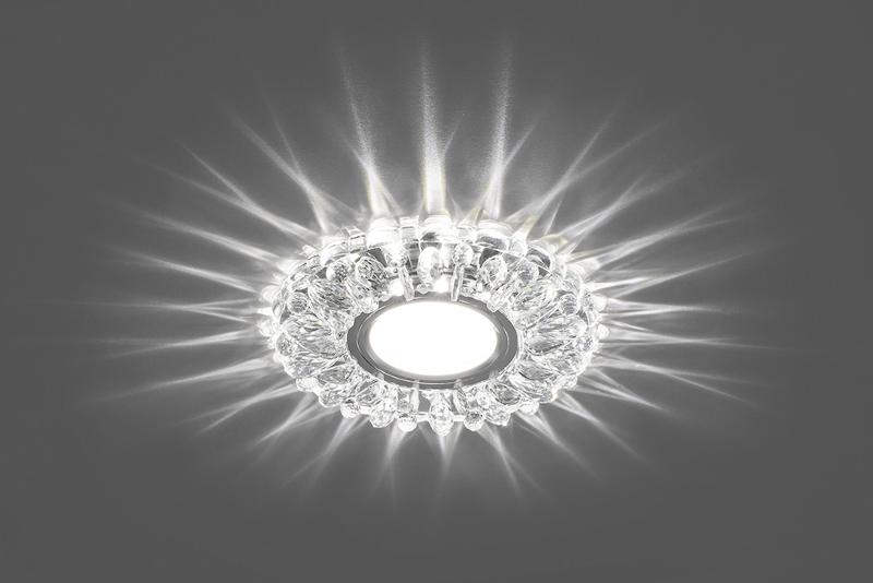 Светильник точечный встраиваемый под лампу, с LED подсветкой CD914 15LED*2835 SMD 4000K, MR16 50W G5.3, прозрачный, хром | 28985 | FERON — миниатюра 2