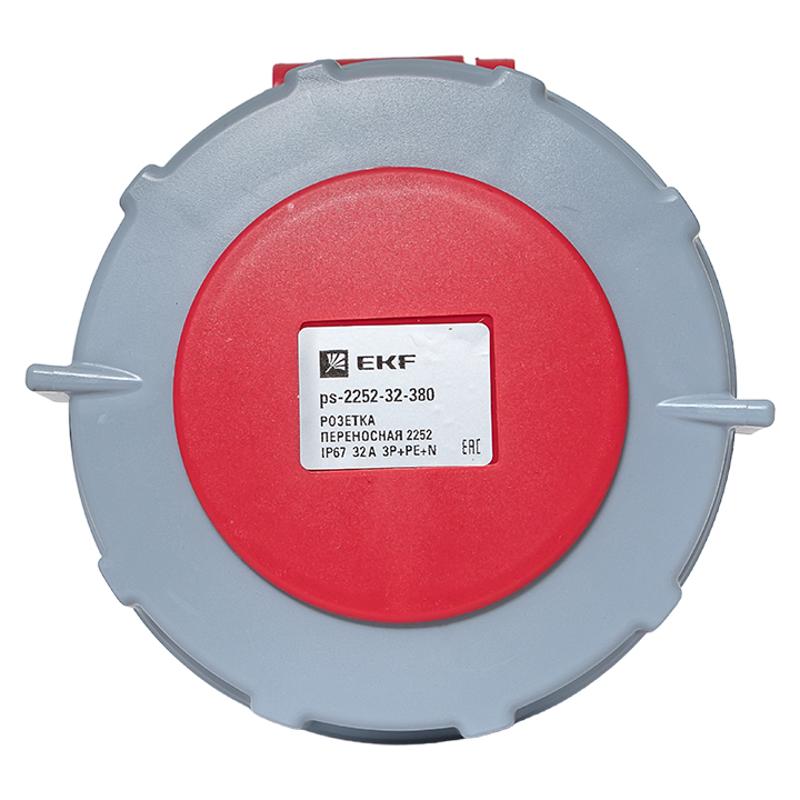 Розетка переносная 2252 3Р+РЕ+N 32А 380В IP67 EKF PROxima | ps-2252-32-380 | EKF — миниатюра 2