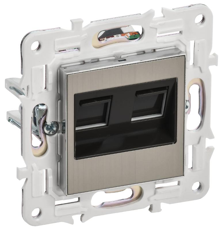SKANDY Розетка компьютерная 2-местная RJ45 кат.5E SK-K03N никель | SK-K20-1-K50 | IEK — IEK (ИЭК)