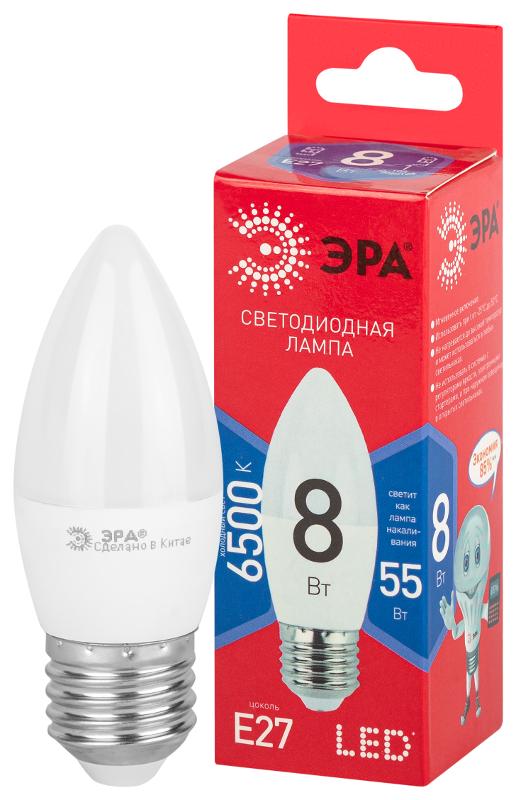 Лампа светодиодная ЭКО LED B35-8W-865-E27 R (диод, свеча, 8Вт, хол, E27) | Б0045342 | ЭРА — миниатюра 4