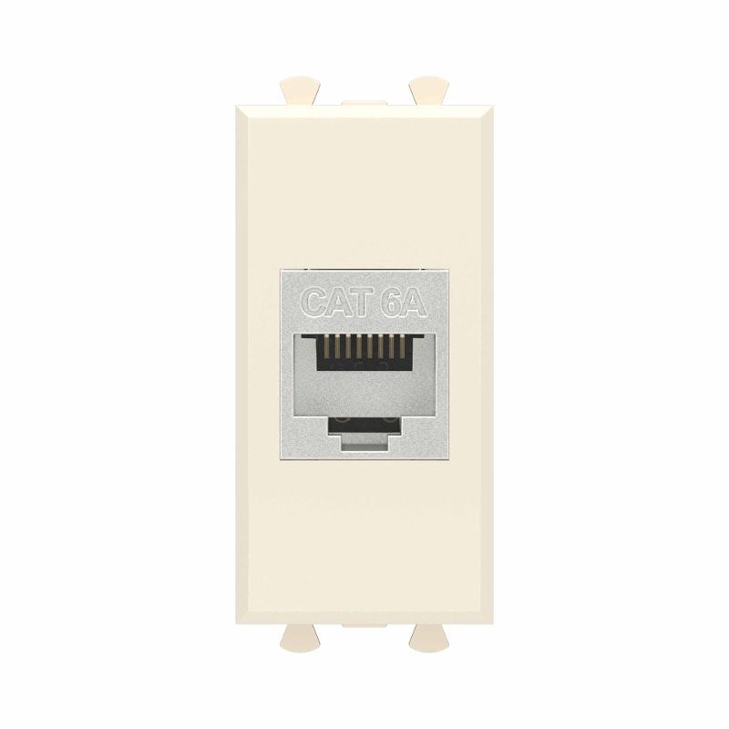Компьютерная розетка RJ-45 без шторки модульная, кат.6А экранированная, Avanti, ванильная дымка, 1 модуль | 4405771 | DKC — DKC (ДКС)