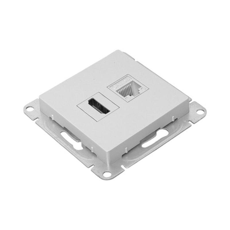 Механизм розетки HDMI+RJ45 (cat5), алюминий Эпика EKF | UP1-SOA-HDMI+RJ45 | EKF — миниатюра 9