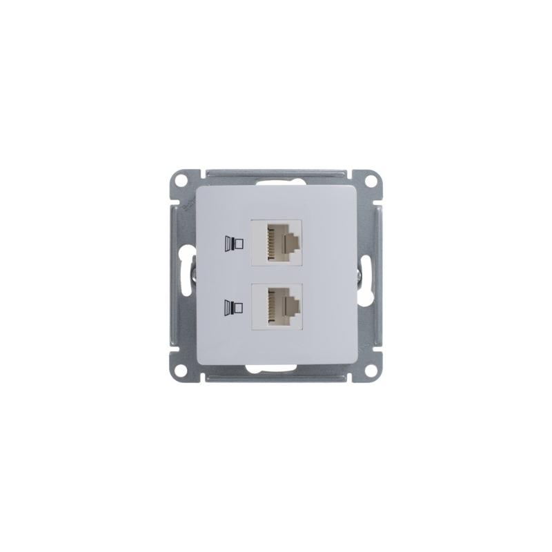 Glossa Белый Розетка 2-ая компьютерная RJ45+RJ45, кат.5E | GSL000185KK | SE — миниатюра 5