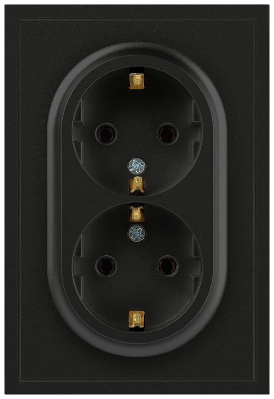 Розетка Galaxy 15-2105-05 с заземлением двойная 2X2P+E Schuko со шторками IP20 16А-250В антрацит | Б0070705 | ЭРА — миниатюра 4