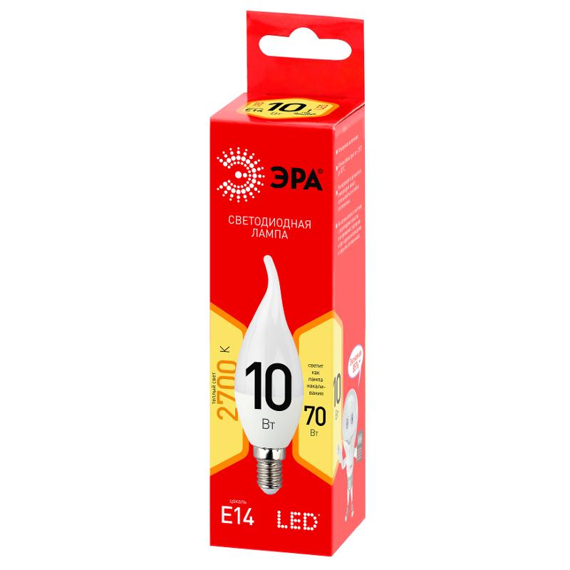 Лампа светодиодная LED BXS-10W-827-E14 R (диод, свеча на ветру, 10Вт, тепл, E14) | Б0051854 | ЭРА — миниатюра 2